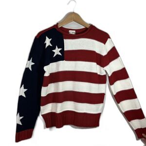 Newport News American Flag Sweater Knit July Fourth 4th Vintage Red Blue Medium